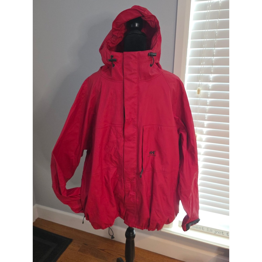 Helly Hansen Inter Face BW Red Waterproof Hooded Rain Jacket Mens XXL Shell - Picture 1 of 10